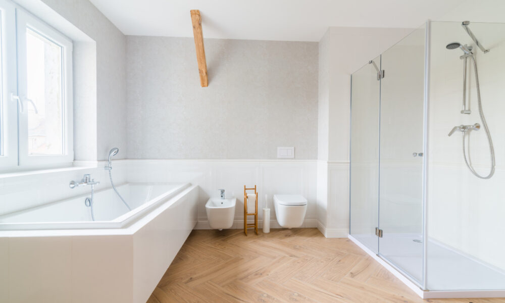 badkamer visgraat houtlook